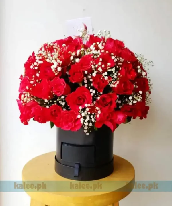 Red Rose Flowers Box With Baby Bud