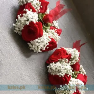 Baby Breath Bridal Kangan With Red Roses