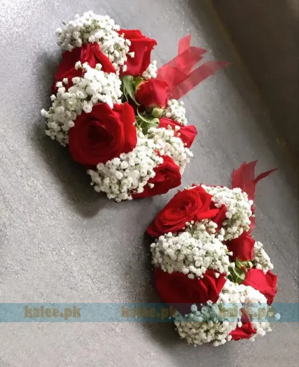Baby Breath Bridal Kangan adorned with vibrant Red Roses