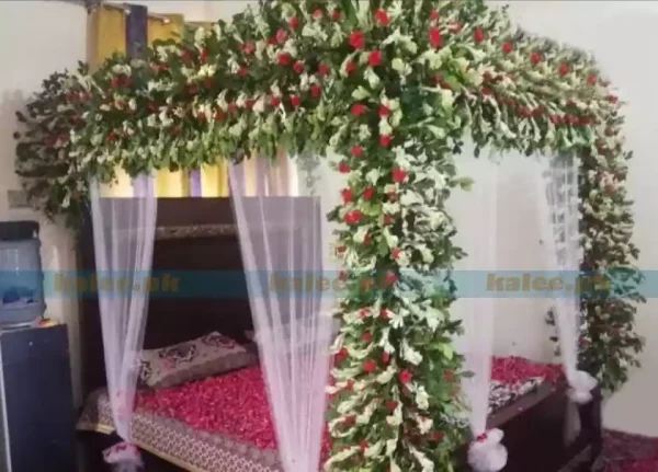 Bridal Room Decorated with Red Roses and Tuberose