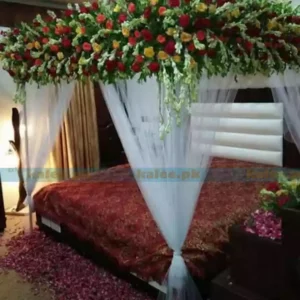 Bridal Room Elegant Decoration With Red Yellow Roses & Tuberose