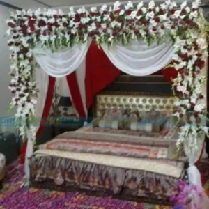 Bridal Room Decoration With Red Rose & White Glades