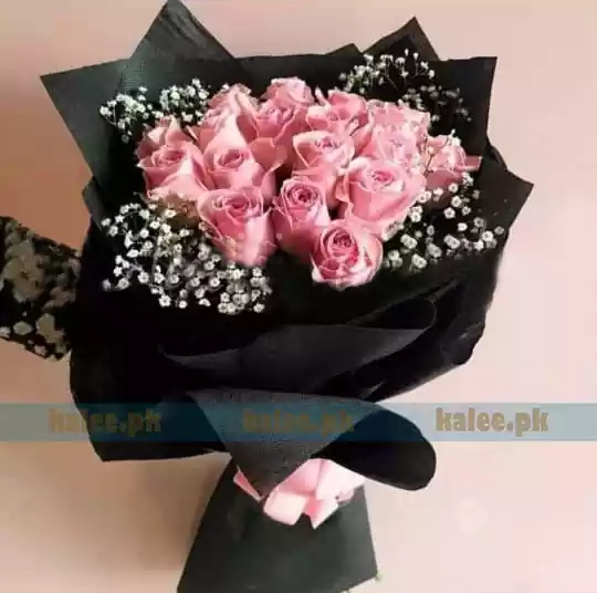 Imported Pink Rose Flowers Bouquet With Baby Bud