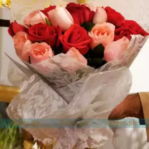 Red & Pick Rose Flowers Bouquet