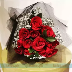 Red Rose Flowers With Baby Bud Bouquet