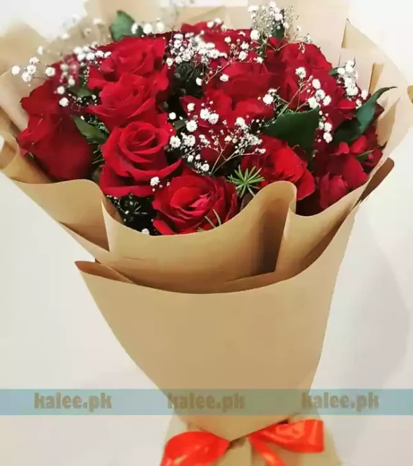 Baby Bud & Red Rose Flowers Bouquet