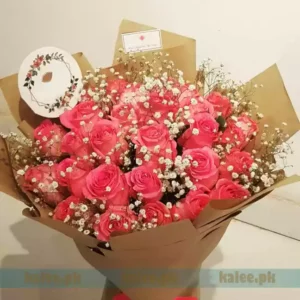 Imported Pink Flowers Bouquet With Baby Bud