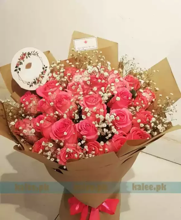 Imported Pink Flowers Bouquet With Baby Bud