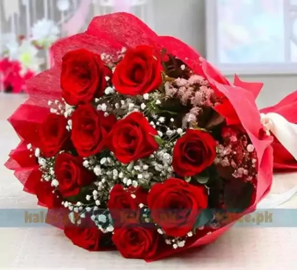 Red Rose Flowers Bouquet With Baby Bud