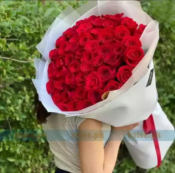 50 Red Rose Imported Flowers Bouquet