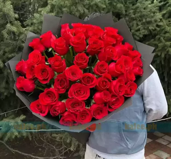 40 Imported Red Rose Flowers Bouquet