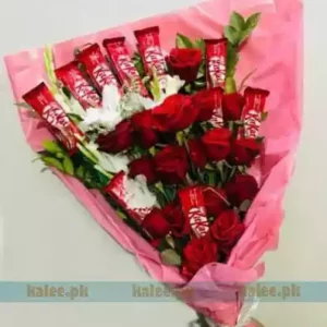 Chocolate Bouquet With Red Rose Flowers