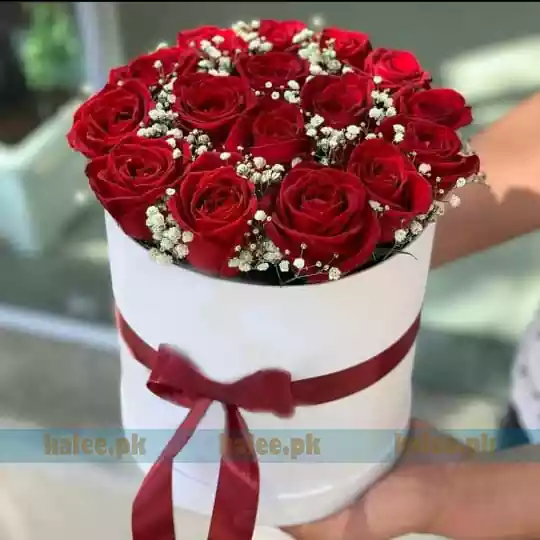 Imported Red Rose Flowers Box With Baby Bud