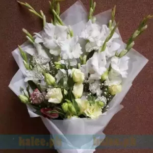 White Flowers & Glade Bouquet With Baby Bud
