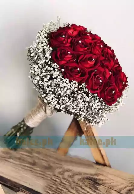 Baby Bud Bridal Bouquet With Imported Red Rose Flowers