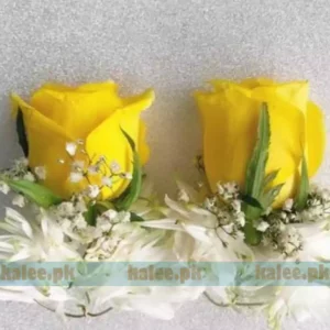 Yellow Rose & Star Jasmine Earrings With Baby Breath