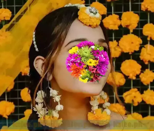 Jasmine and marigold earrings with bindya accessory