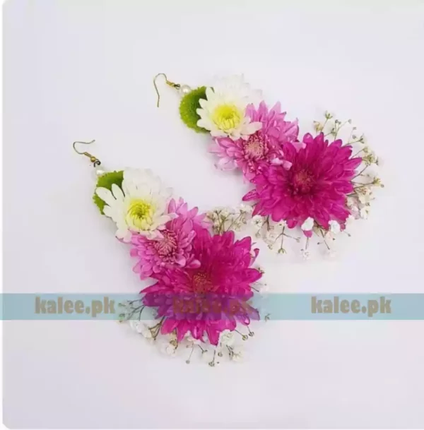 Image of dainty purple and white daisy earrings