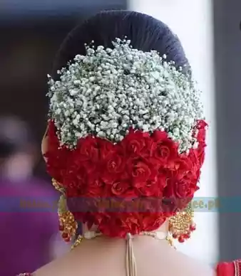 Baby's breath and red rose flowers hair jura decoration