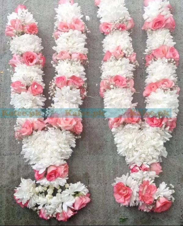 Couples garland haar/mala with star jasmine, baby breath, and pink rose
