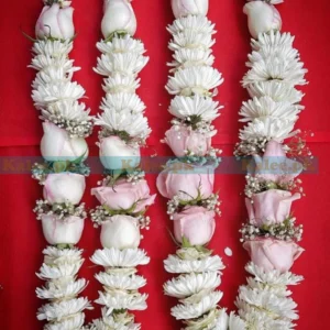 White Daisy Pink Rose & Baby Breath Garland Haar/Mala For Couple’s