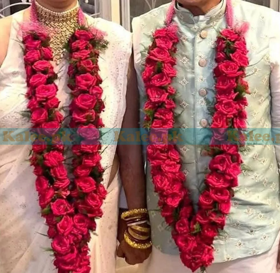 Red rose couple's garland haar/mala