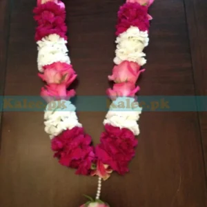 Red and pink rose flower garland haar/mala with star jasmine