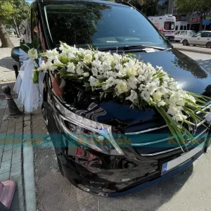 Wedding Car Decorated with White Glades Flowers
