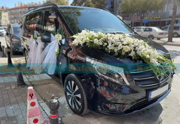 Wedding Car Adorned with White Glades Flowers