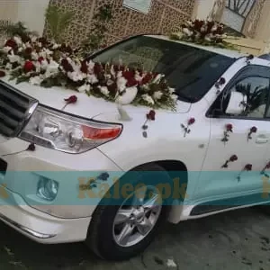 A Land Cruiser car adorned with a magnificent design of glades and roses.