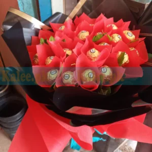 Bouquet of Ferrero Chocolates Wrapped in Exquisite Fancy Paper