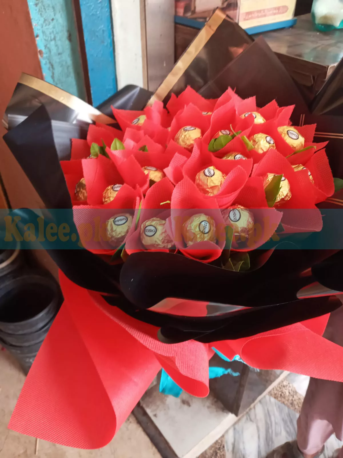 Bouquet of Ferrero Chocolates Wrapped in Exquisite Fancy Paper