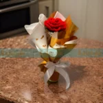 Artisan Crafted Floral Beauty Gorgeous Crochet Red Rose Flower Bouquet