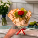 A mesmerizing bouquet of crochet red roses, meticulously handmade for a captivating floral display