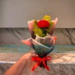 Handcrafted Floral Fantasy Crochet Red Rose Flower Bouquet