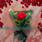 An intricately crocheted red rose flower bouquet, exuding timeless beauty for special moments