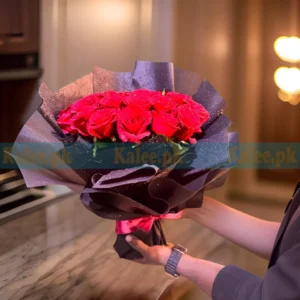Classic Elegance Handcrafted Red Rose Flowers Bouquet