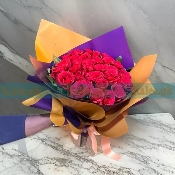 English Elegance Red Rose Flower Bouquet