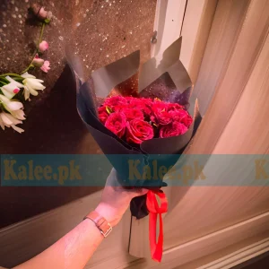 For Special Occasions Simple Wrapped Red Rose Flowers Bouquet
