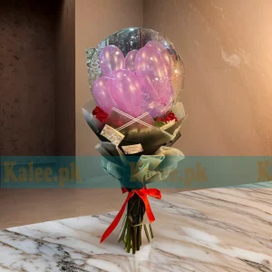 Balloon Bouquet With Red Rose Flowers