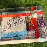 A Special Eid Gift with lava cake, crochet rose bouquet, Dairy Milk chocolate, and an Eidi envelope.