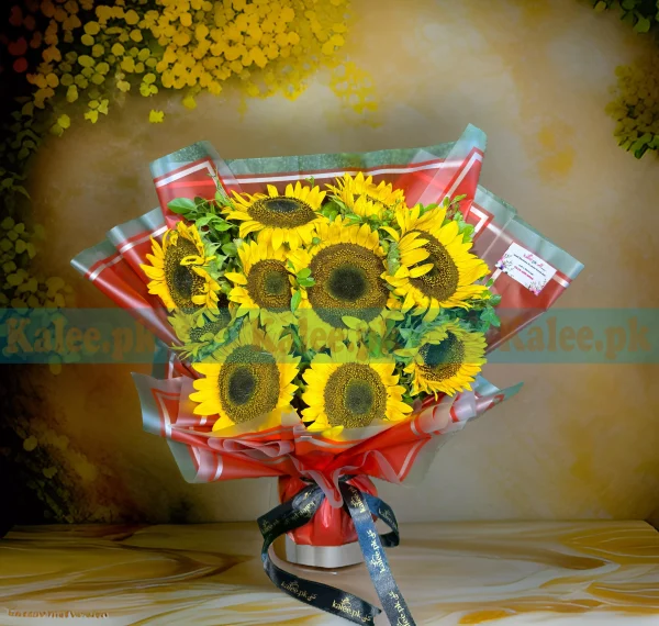 An elegant bouquet of imported sunflowers.