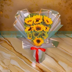 Decently Wrapped Imported Sunflowers bouquet of imported sunflowers.