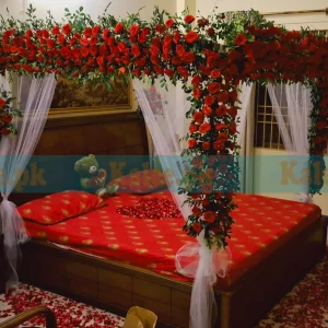 English Red Roses Bridal Bedroom Decor Service