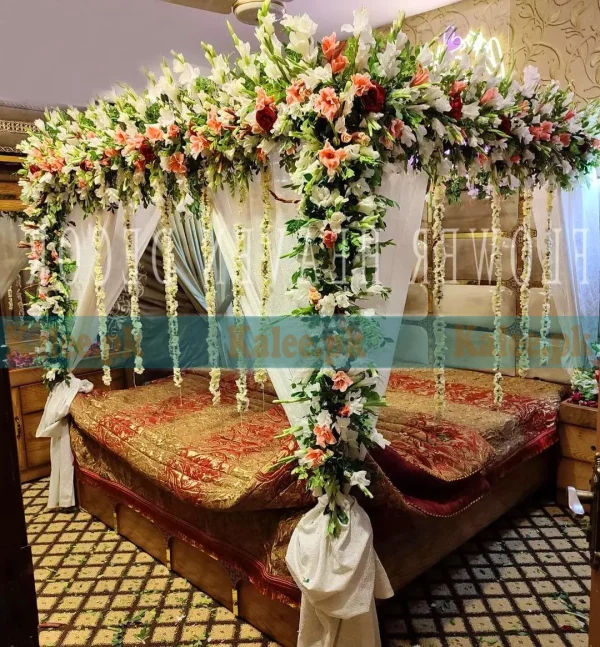 A stunning bridal room adorned with mixed gladiolus flowers, creating an elegant and vibrant ambiance.