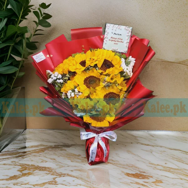 Statice Flowers & Imported Sunflowers Bouquet