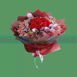 Round Shape Artificial Roses Money Bouquet