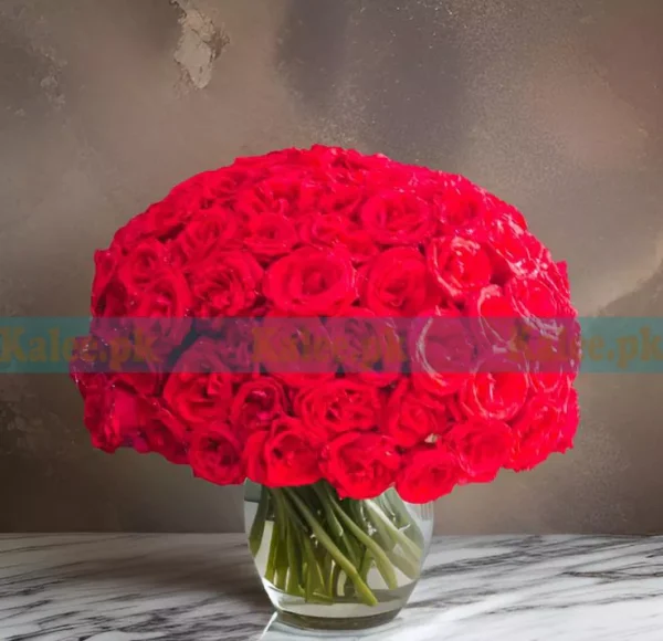 150 Red Roses Flowers Box Vase