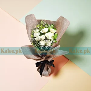 White Rose & Baby's Breath Bouquet