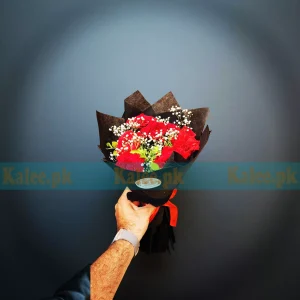 Red Roses And Baby's Breath Bouquet